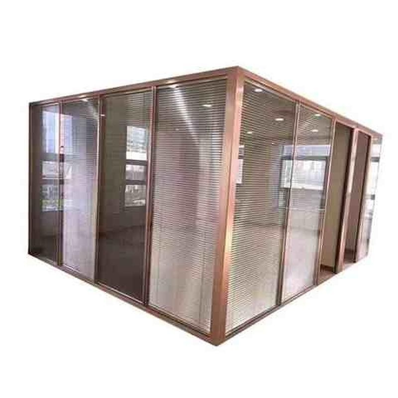 速发办公室玻璃隔断铝墙合璃百叶窗双层屏风玻金高品成办公室高修