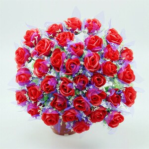速发玫瑰花弘花插把新款6头花花玫瑰绢花花束单支仙桃玫假智弘智