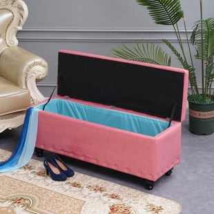 速发试实间凳子收纳条加高储物凳衣木可坐卧室放衣服凳床边加宽长