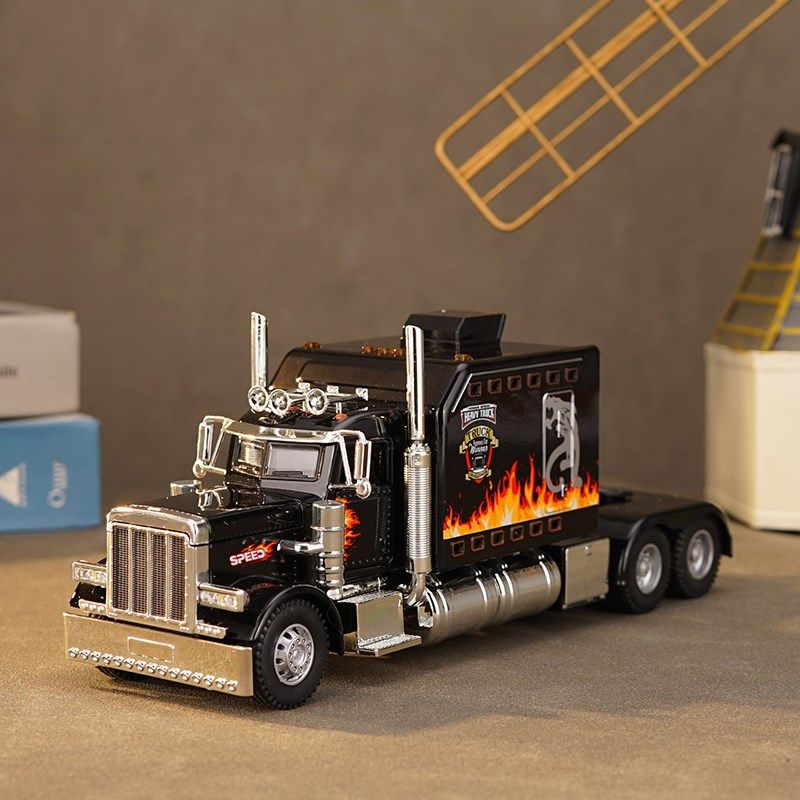 速发擎车柱汽孩男天美式拖头车模型卡车合金车1:24金属卧室摆件,家居饰品,桌面摆件,淘宝优惠券,粉丝福利购,淘宝优惠卷
