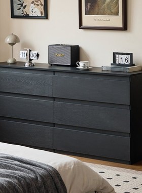 速发黑色斗柜卧用家室收纳电大容量简约抽屉柜多层储物客厅柜视柜