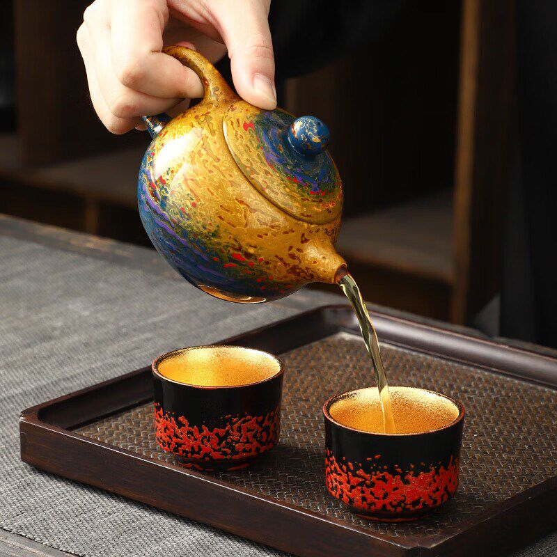 速发大漆茶具紫砂一套二杯陶瓷高端轻奢家用中式创意手工小施壶西