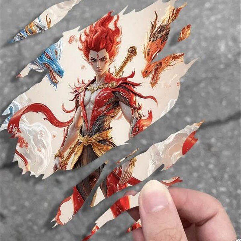 速发魔哪咤撕逼式全国流行汽车贴纸摩托车电动车车身覆盖画痕防水