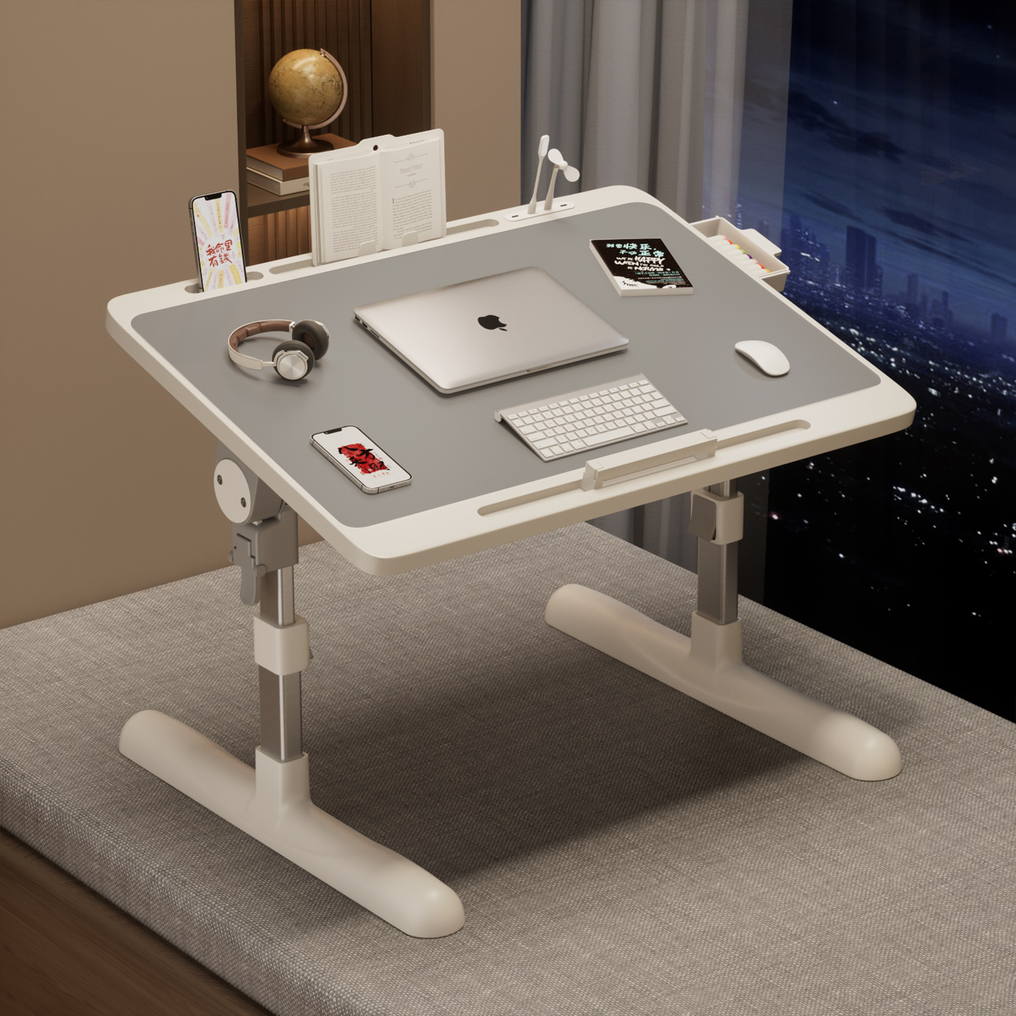 床上小桌子学习桌可折叠升降电脑桌书桌宿舍学生写字床用家用卧室