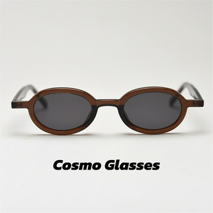 美式 潮流街拍墨镜户外眼镜男 复古rapper椭圆小框偏光太阳镜女时尚