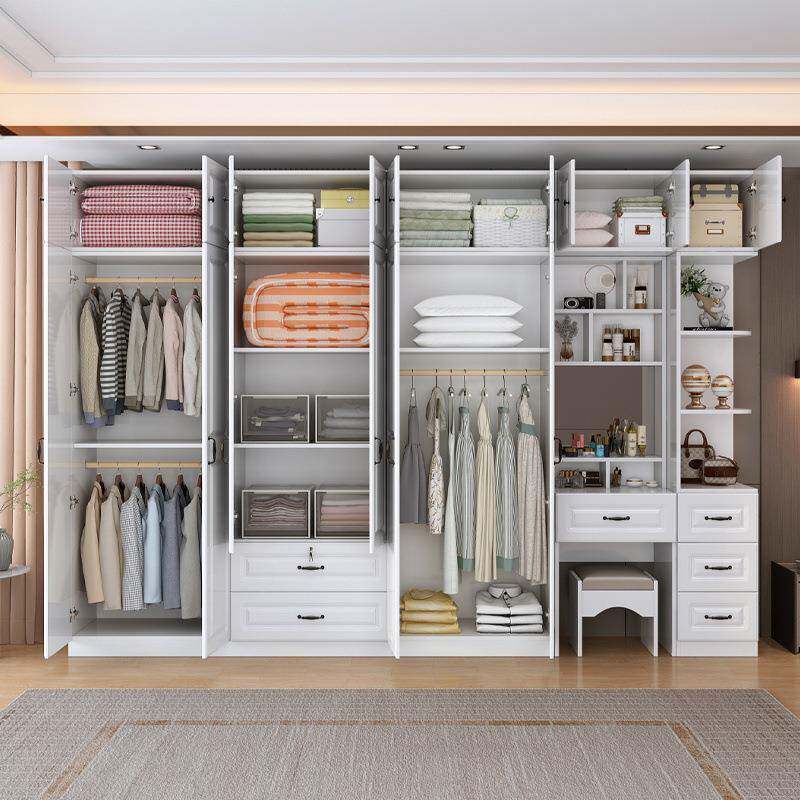 实木衣柜家用卧室出租房用欧式储物柜简易组装儿童柜子经济型衣橱