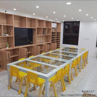 V林7学生绘画桌学习桌培训桌手工书法桌儿童学习桌幼儿园画画桌玻