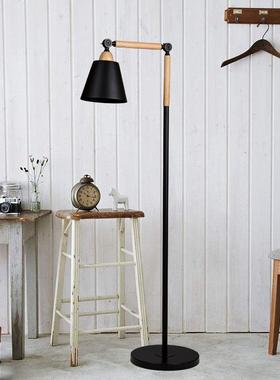 ED落地灯金属黑色机器木架灯杆喇叭型地灯北欧风格落地灯