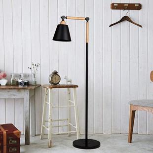 ED落地灯金属黑色机器木架灯杆喇叭型地灯北欧风格 落地灯