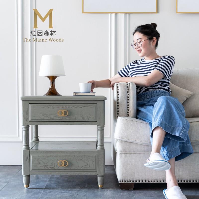 美式边几角几实木小户型沙发方几简约正方形客厅边桌茶几电话几