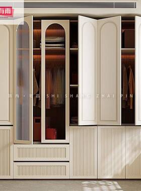 柜法式奶油一小户型推OAA拉门卧储室物衣柜门家用收纳成品简约衣