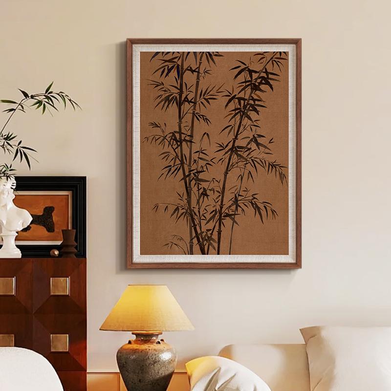 节节高升·墨竹》法式中国风客厅装饰画新中式玄关书房中古风挂画