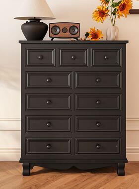 色斗BQK柜美式卧室实式木简黑约现屉代抽式储物柜欧五斗橱客厅收