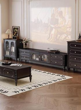 小型RQM家用美实式复古法式电地视柜茶几木组合客厅储物户柜收纳