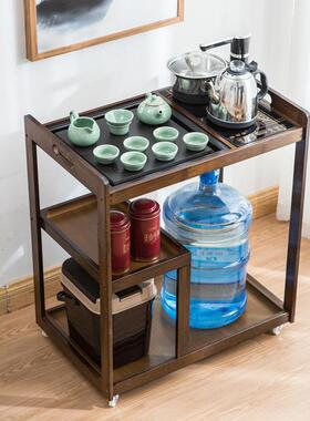 茶IUE家桌用茶台烧楠竹移动茶几茶车客厅阳台水泡茶柜茶具收纳架