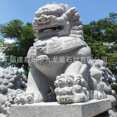 石雕青石狮子一对看门石狮子雕塑酒店家用汉白玉摆件手工雕刻石材
