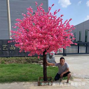 仿R05内真桃花树室外商场酒景区景工程店人观造玻璃钢桃花树仿生