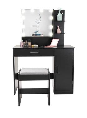 带软垫凳子黑色带化妆室家具梳妆台卧台套VVE装抽屉和储物柜的梳