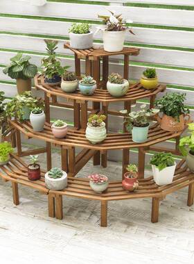 0J花架子多层室内落地省空间客GSU厅内台实木室植盆物转角置物花