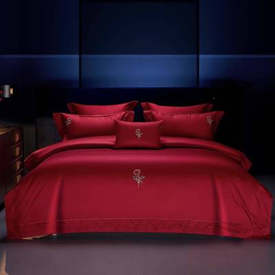 绒沃尔享202g5新款Wedd1in婚庆60支长棉四件套-罗曼玫瑰ZJF54565.