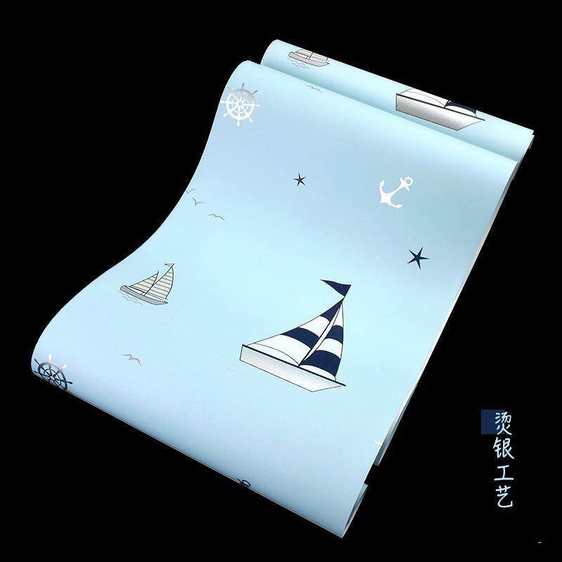 儿童男房星墙纸孩女孩房间卧卡通室无纺布壁纸温馨背景19星空星帆