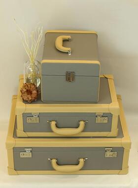 简约现代软装YA105样板房间灰色帽pu手提箱衣展厅卖场储物箱装饰