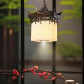 新中式 宋建氏美学灯古吊灯阁楼吧台饭店餐厅568筑茶室卡座关玄走