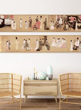 韩熙载夜宴图复古风中式工国画古装饰画笔新风UIK中式酒店茶室挂