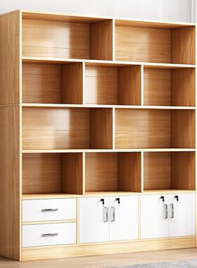 书柜柜落地置ZAH物大容厅量收柜木质办公室文件柜客靠墙纳一体书