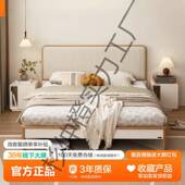 新床款 家居油布艺原木法SEB式 奶卧室实木床脚双人床轻奢软包床家