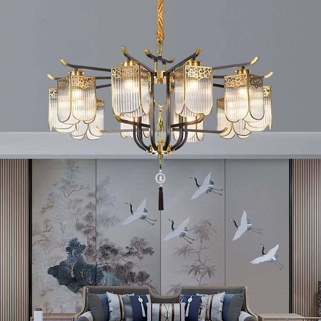 中式吊灯全铜客厅间主新灯现中8013式样板餐厅灯具中国风卧代室铜