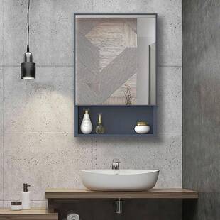 太空铝镜挂墙式收纳662盒单独子卫生洗手间浴柜室间镜置物架化妆