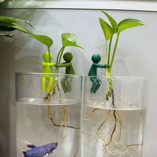 水培植物扶正器花瓶沿边小人偶固定调整支撑支架防止植物歪斜装饰