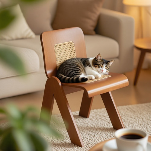 法式中古风实木藤编设计师椅子