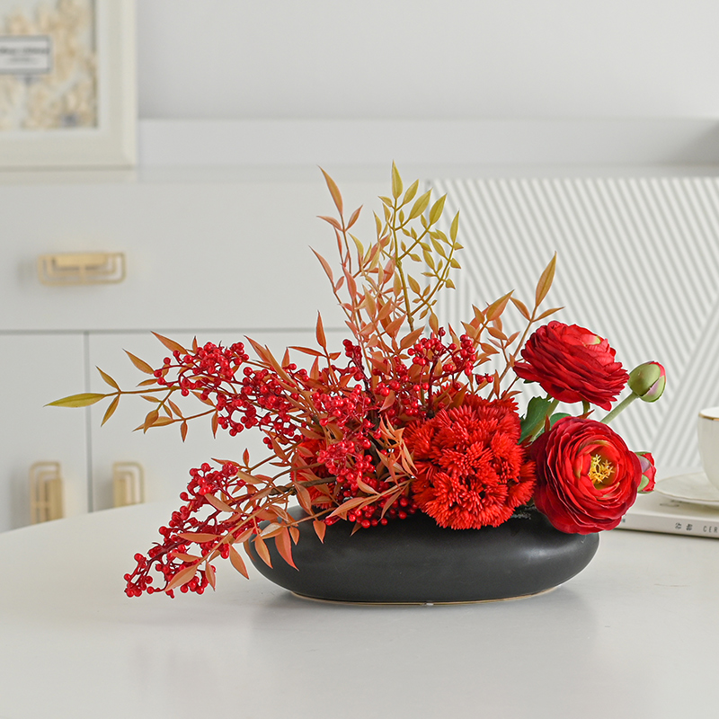 热销酒店餐桌花圆桌摆花演讲台仿真花会议桌花转盘餐桌花假花装饰