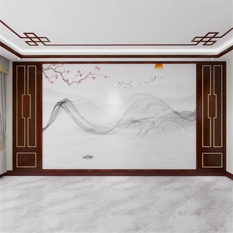 热销定制东阳木雕中式实木花格屏风隔断吊顶线条护墙板木饰面背景