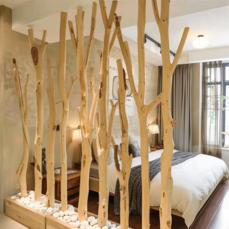 热销原木环保干树枝屏风隔断装饰树干客厅玄关幼儿园环创装饰树北