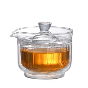 现货功夫茶具带过滤孔家用手抓泡茶碗加厚透明玻璃百财盖碗