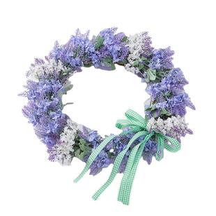 2022春款 饰花圈门挂复活节日摆件藤圈壁挂 仿真薰衣草花环家居装