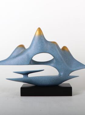 新中式创意云山摆件客厅电视柜售楼处玄关博古架桌面假山软装饰品