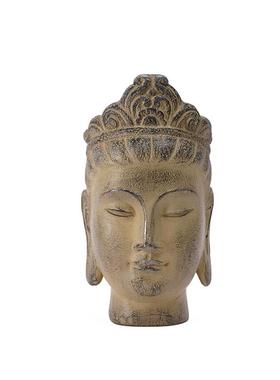 复古佛头摆件禅意书房茶室桌面装饰别墅花园庭院造景树脂工艺品