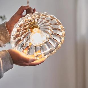 日式 田园民宿咖啡厅吧台卧室床头胡桃木吊灯 复古餐厅玻璃吊灯法式