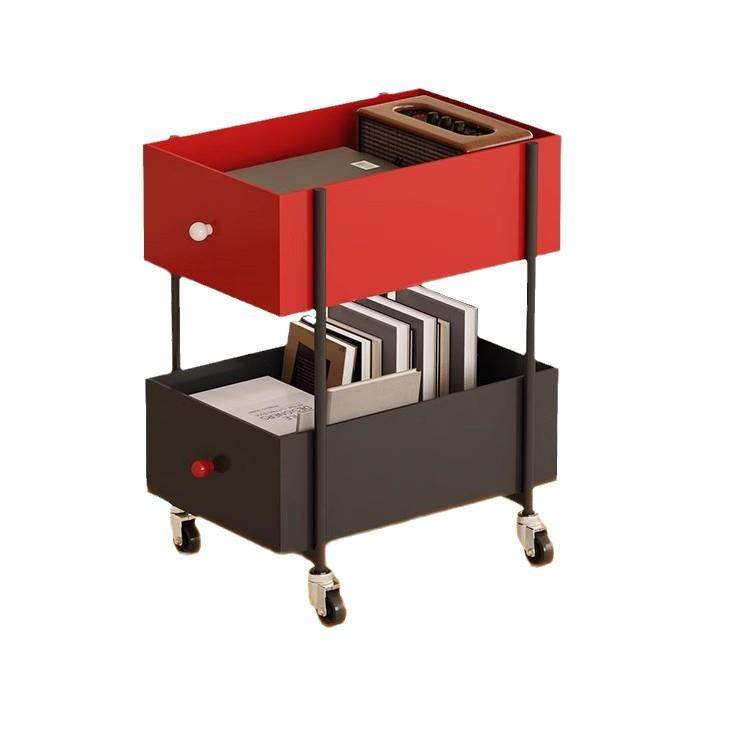 高颜值家用2层置物架卧室移动收纳书架中古零食置物架小推车,收纳整理,书桌收纳置物架,淘宝优惠券,粉丝福利购,淘宝优惠卷