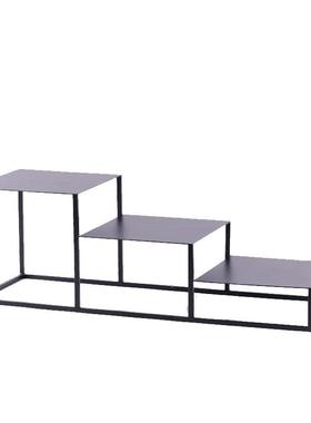 多层小型铁架博古架几何铁艺摆件工艺品底座盆景装饰盆栽置物架子