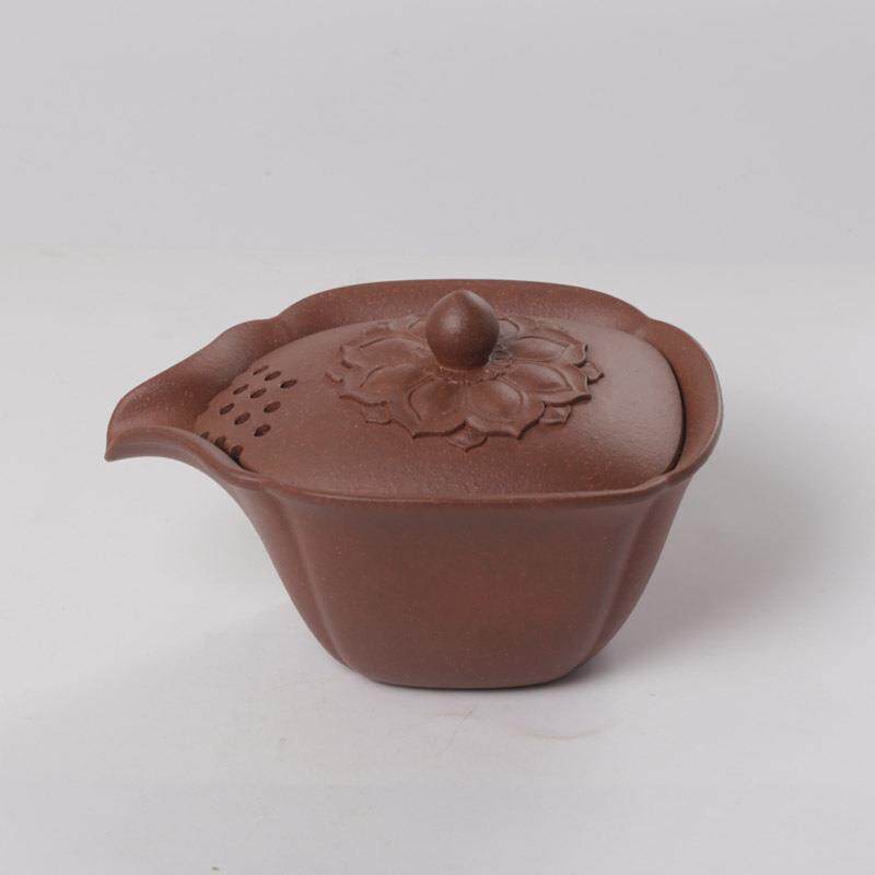 宜兴紫砂盖碗莲花手抓壶分茶器泡茶茶具全手工公道杯自带过滤
