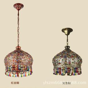 漫咖啡小吊东南亚泰式 彩色水晶吊灯地中海波西米亚餐厅灯 风格