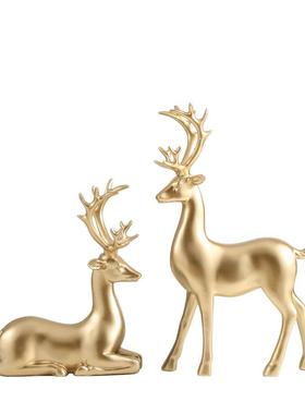 招财鹿摆件创意客厅电视柜酒柜玄关家居装饰品现代轻奢高档工艺品