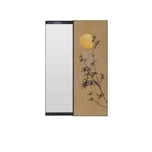 中古风镜面装饰画玄关可关闭全身镜贴墙推拉暗藏式穿衣镜复古壁画