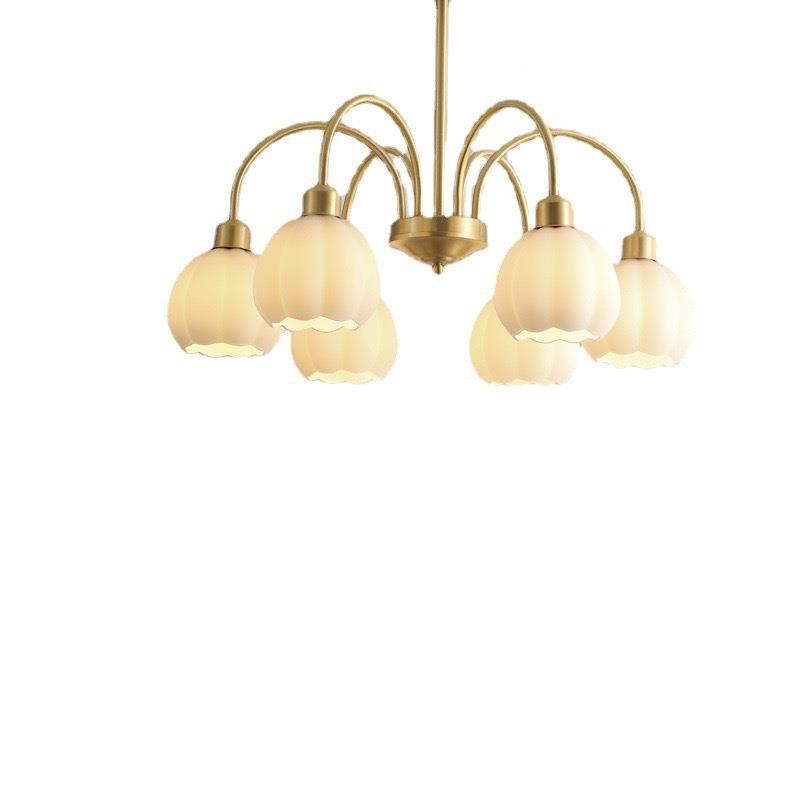 奶油风全铃简室约风法式铜中129古美式客厅玻璃主兰卧餐厅灯具卧