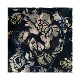 金底仿真丝烂花丝绒面料新中式高端丝绒布料轻奢真丝女装丝绒布